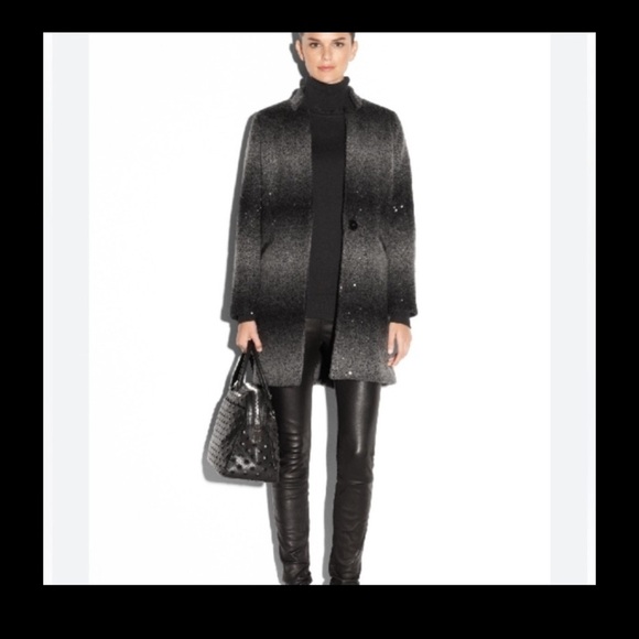 Milly Jackets & Blazers - Milly Women's Sequin Wool Angle Coat Charcoal Long Blazer Ombre size M